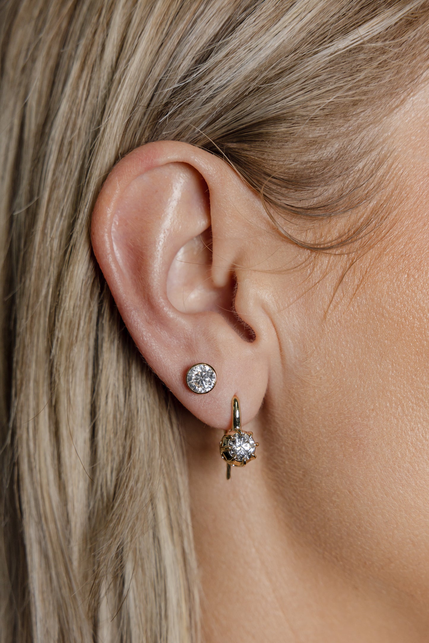 Antique Lab Grown Diamond Drop - Yellow Gold