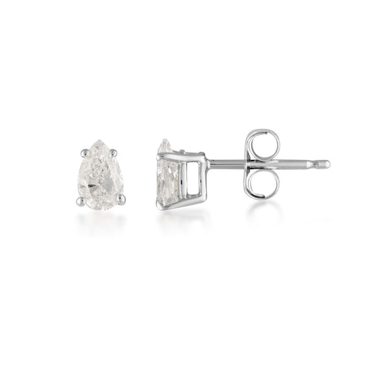Pear Stud – White Gold