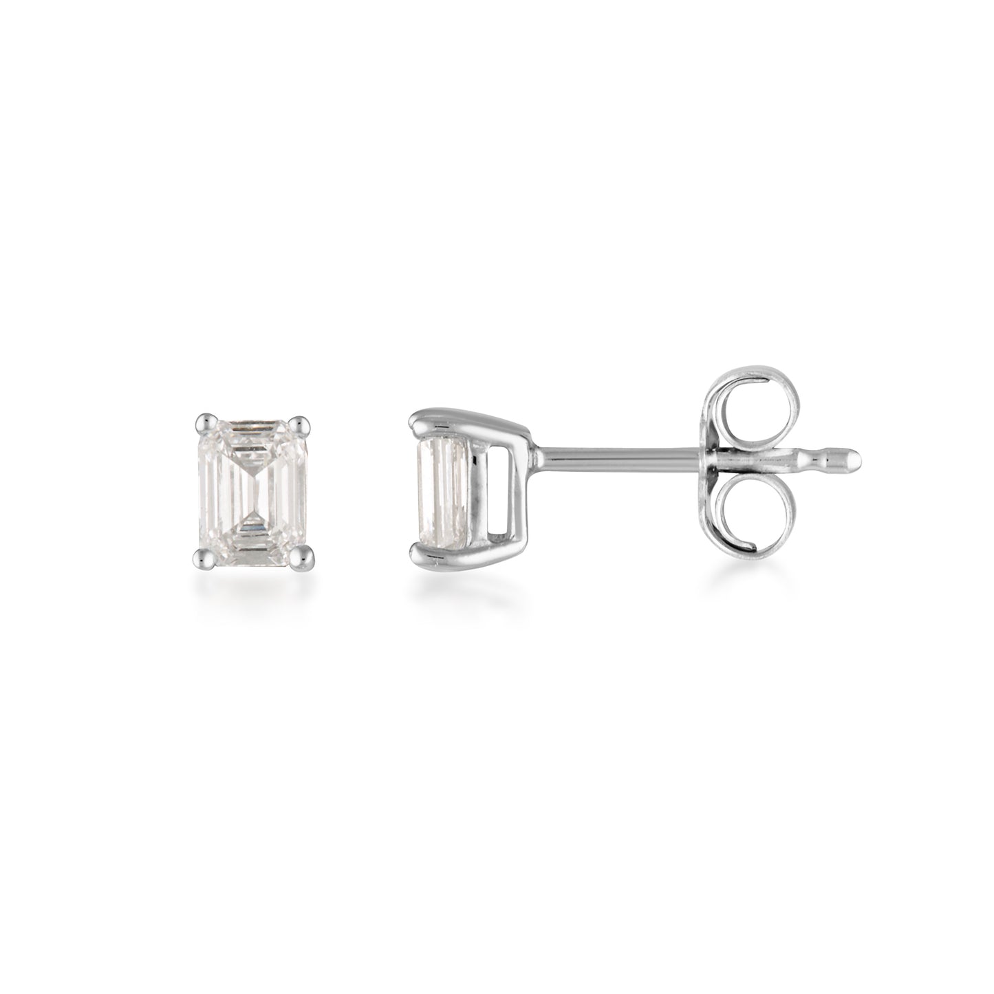 Lab Grown Diamond Emerald Stud – White Gold